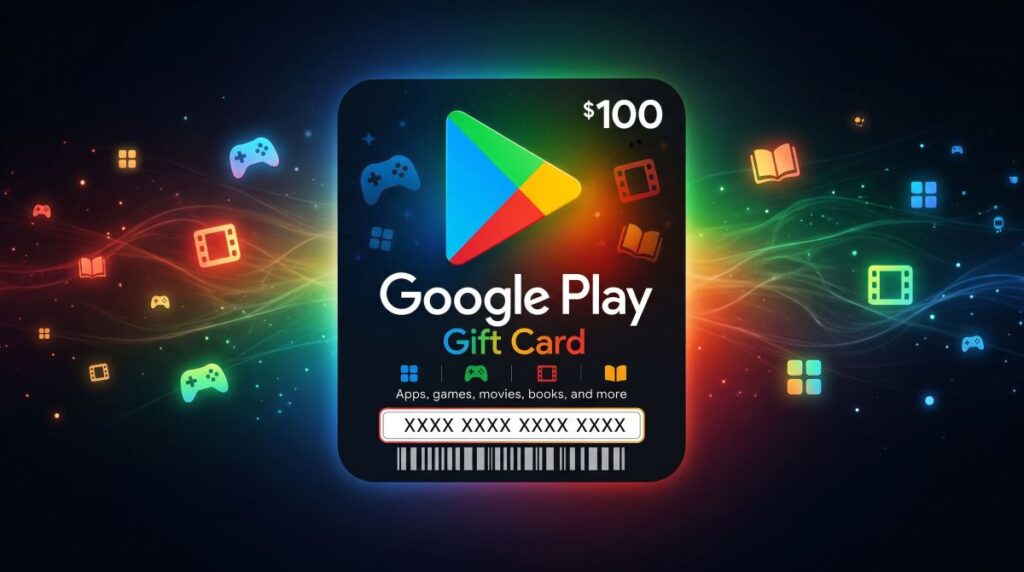 16-digit Google Play gift card redeem code and voucher