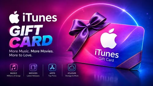 Apple iTunes Gift Card showing digital store credit for apps, media, and hardware.